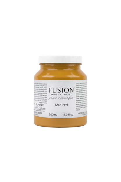 Bote de Fusion Mineral Paint Mustard 500ml, pintura mineral amarillo mostaza mate para restauración de muebles