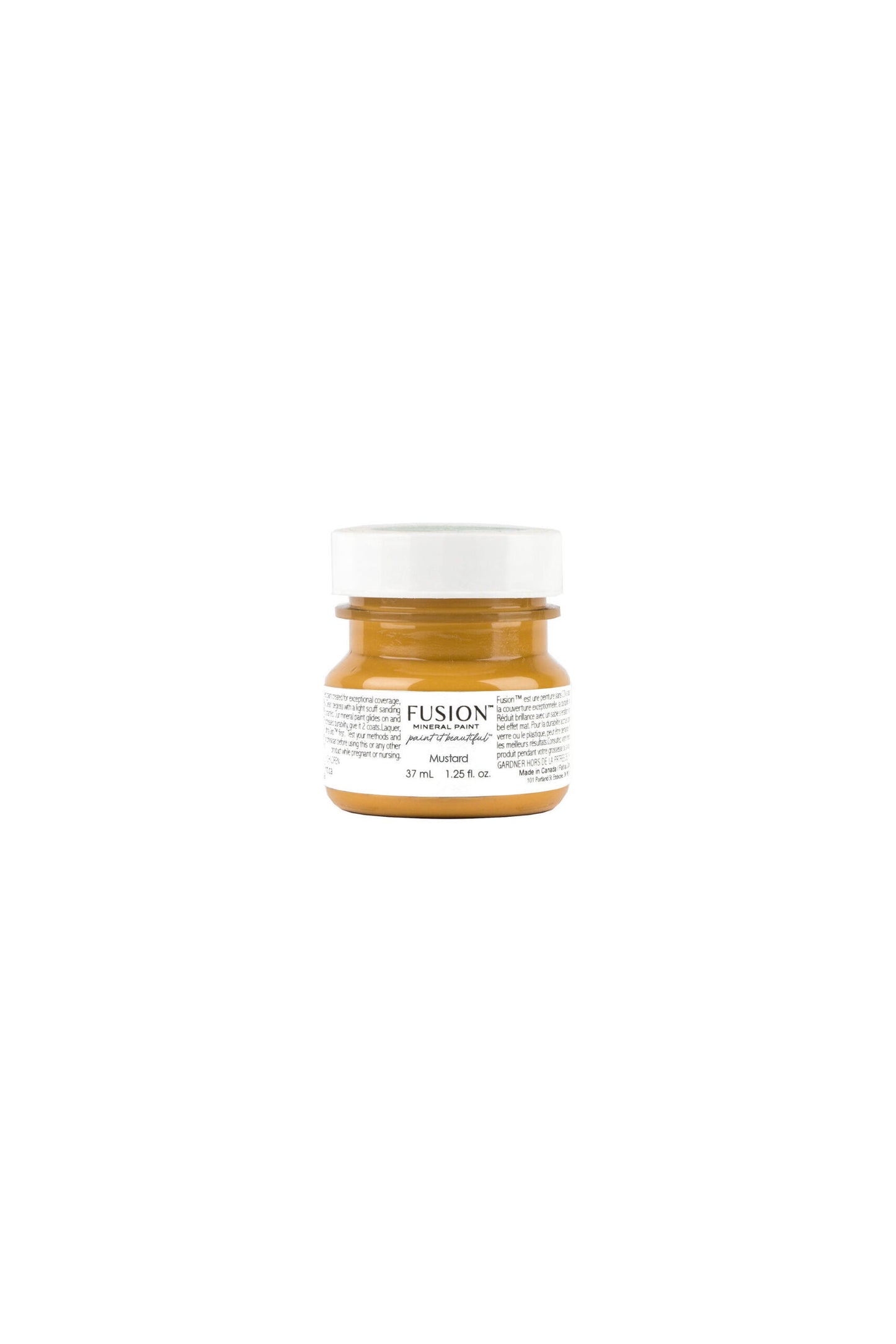 Tester de Fusion Mineral Paint Mustard 37ml, muestra de color amarillo mostaza cálido para proyectos decorativos